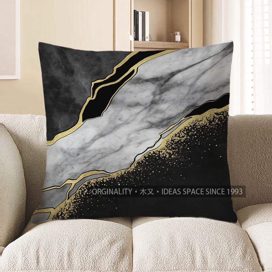 Home Decor Modern Gold Marbled Digital Printed Pillow Pattern Cushion Cover Suitable for Sofa Bedroom Car Pillow Cover