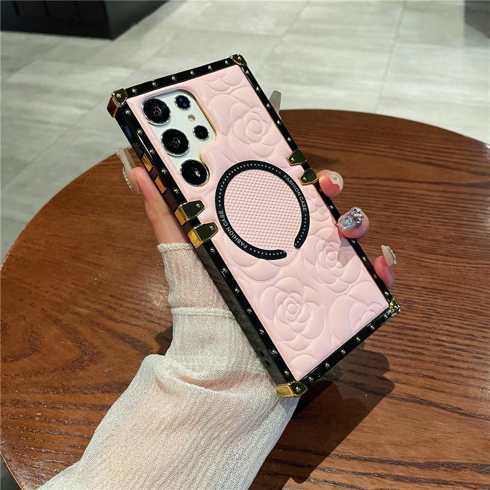 

Для беспроводной зарядки Magsafe Кожаный чехол с 3D-цветком для Samsung Galaxy S25 S24 Ultra S23 Plus S23FE S22 ТПУ Ударопрочный чехол For Galaxy S25