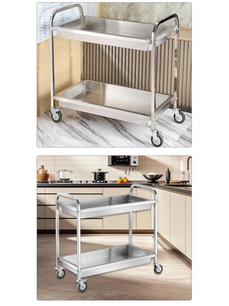 Stainless Steel Restaurant & Hotel Serving Trolley - Mobile Dining, Dessert, Bar, Busboy Cart