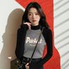 Women's Chic Velvet Raglan Color Block Slimming Long Sleeve Stand-up Collar T-Shirt