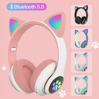 Bezdrátová roztomilá sluchátka s kočičími oušky Bluetooth náhlavní souprava LED Stereo hudební helma Telefon s mikrofonem Blikající světla Sluchátka pro děti Dárky