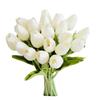 15 PCS White Imitation Tulip Artificial Flowers Real Touch Tulips Faux Flower for Home Kitchen Wedding Dining Table Decoration