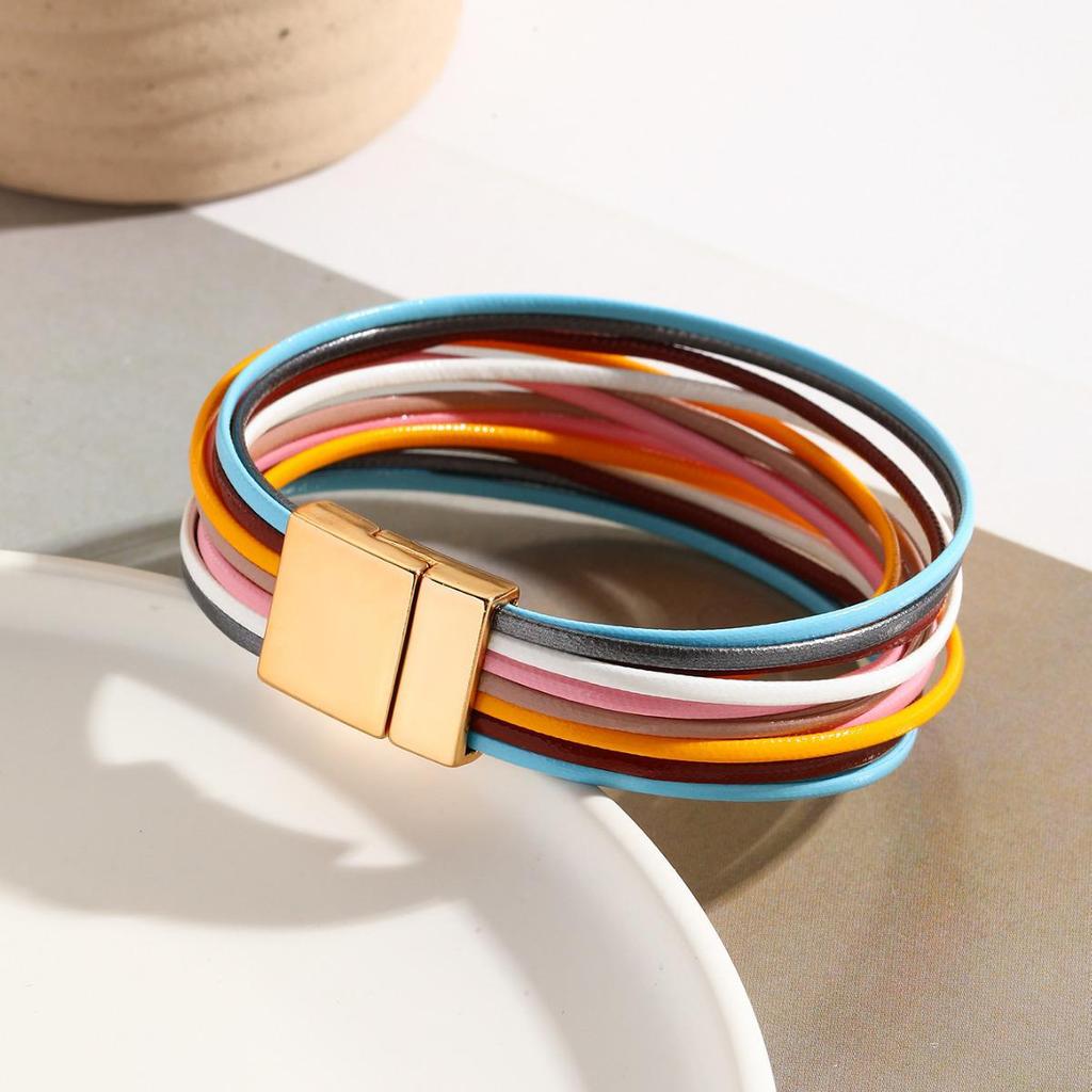 Bohemian Multi-Layer PU Leather Women's Bracelet - Fashionable & Versatile Wristband