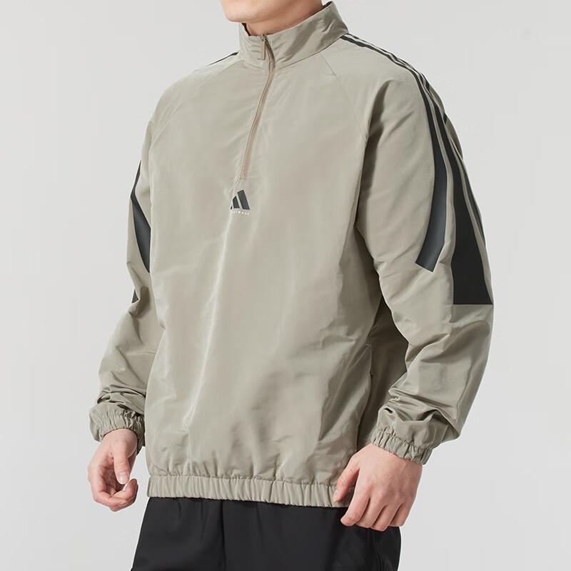 Adidas Stand Collar Casual Comfortable Breathable Hoodie Unisex Hoodies Gray JC7844