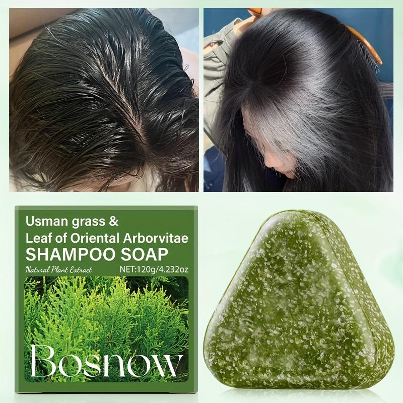 Savon Shampoing 120g à l'Herbe d'Usman et Feuille de Platycladus Orientalis, Nettoyant, Élimine les Pellicules Flottantes, Contrôle le Sébum, Nourrit, Répare les Pointes Fourchues et les Cheveux Endommagés