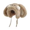 Winter Hat Rabbit Ear Decor Lace-up Elastic Warm Hat Winter Thickened Plush Windproof Lei Feng Hat Cold Weather Hat