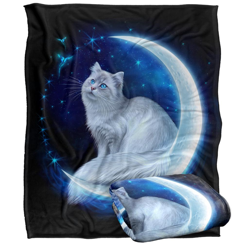 JQ Licensing En Silky Cat & Moon Supersoft Blanket