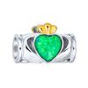 Green Opal Couple BFF Heart Crown Irish Claddagh Charm Beads for Teen Two Tone Sterling Silver Fitting European Bracelet [Bling Jewelry] Women's .925