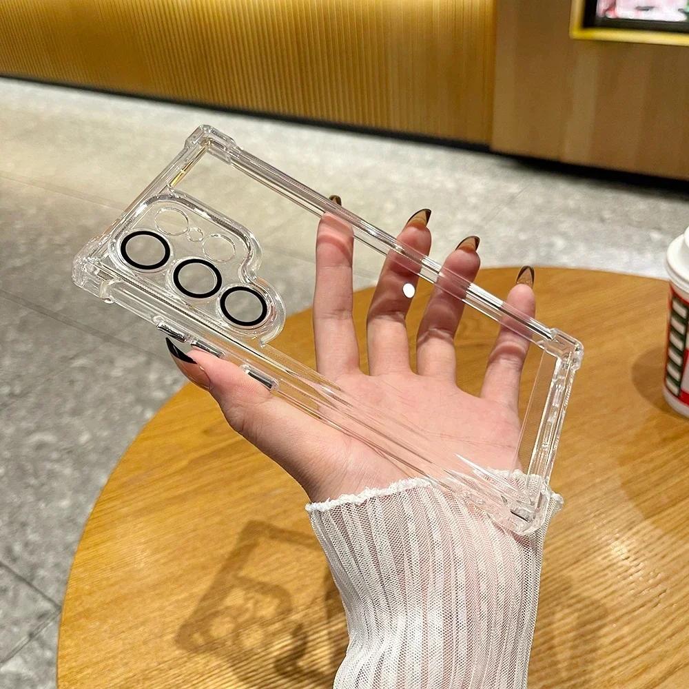 Luxus-Objektivschutz-Telefonhülle für Samsung Galaxy S24 S23 S22 Ultra S24 Plus S23 FE 5G Bumper Hard Acryl Transparent Cover