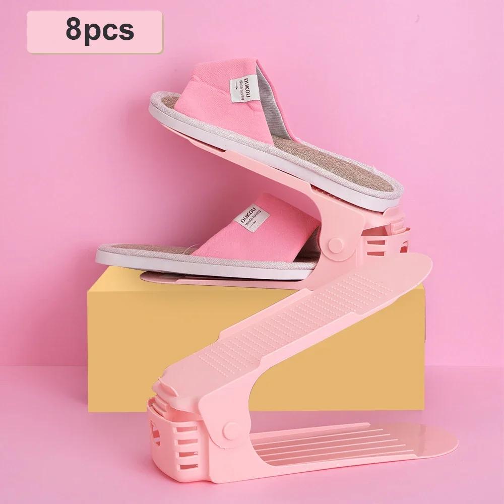 Double Layer Adjustable Shoe Stand 8pc Shoe Organizer Box Shoe Storage Rack for Home Closet Space Saving 2914₽