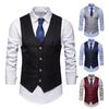 Men Suit Vest Formal Business Style Sleeveless V Neck Slim Fit Cardigan Single-breasted Solid Color Silky Fabric Pockets Groom Wedding Waistcoat