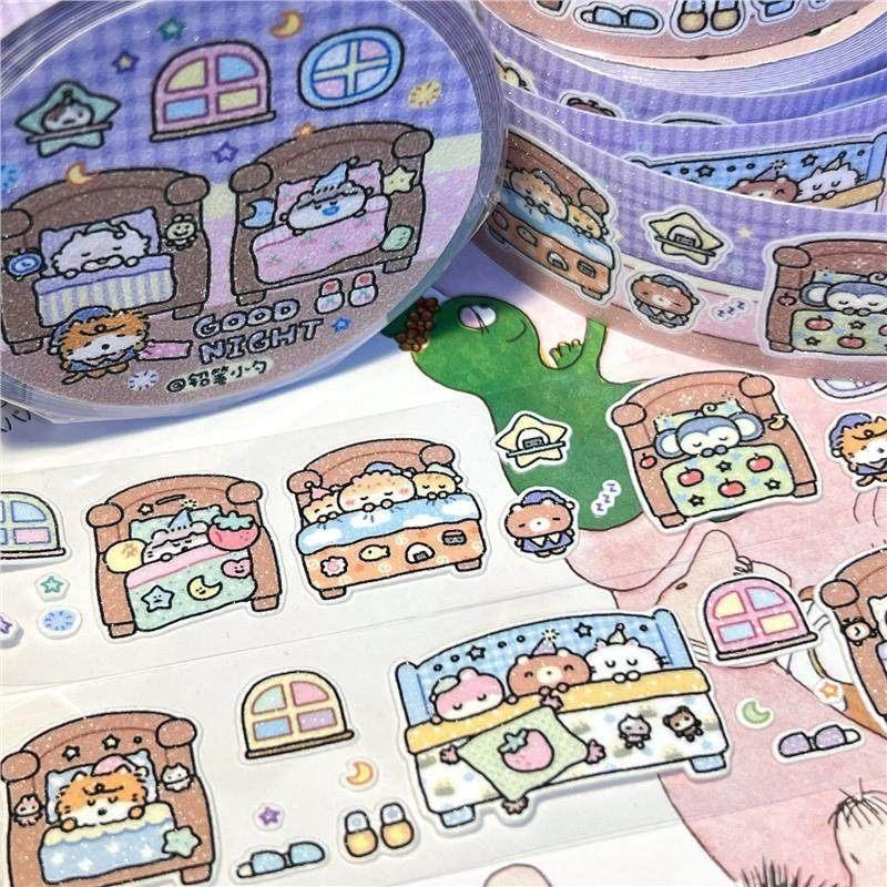 Washi Tape Stickers, Cute Small Class Good Night Design, 1 Roll Set, Washi Material, Campus & Home Scene Decoration,
