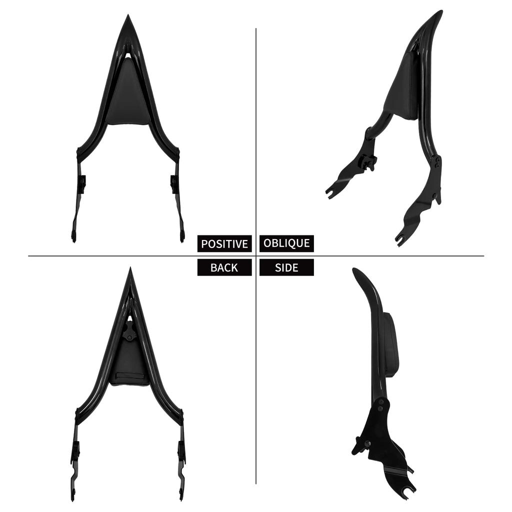 HCmotorku Motorcycle Sissy Bar Backrest Pad Passenger Removable Rear Seat Pillion Pad for Harley Sissy Bar Touring Electra Glide Road King Road Glide