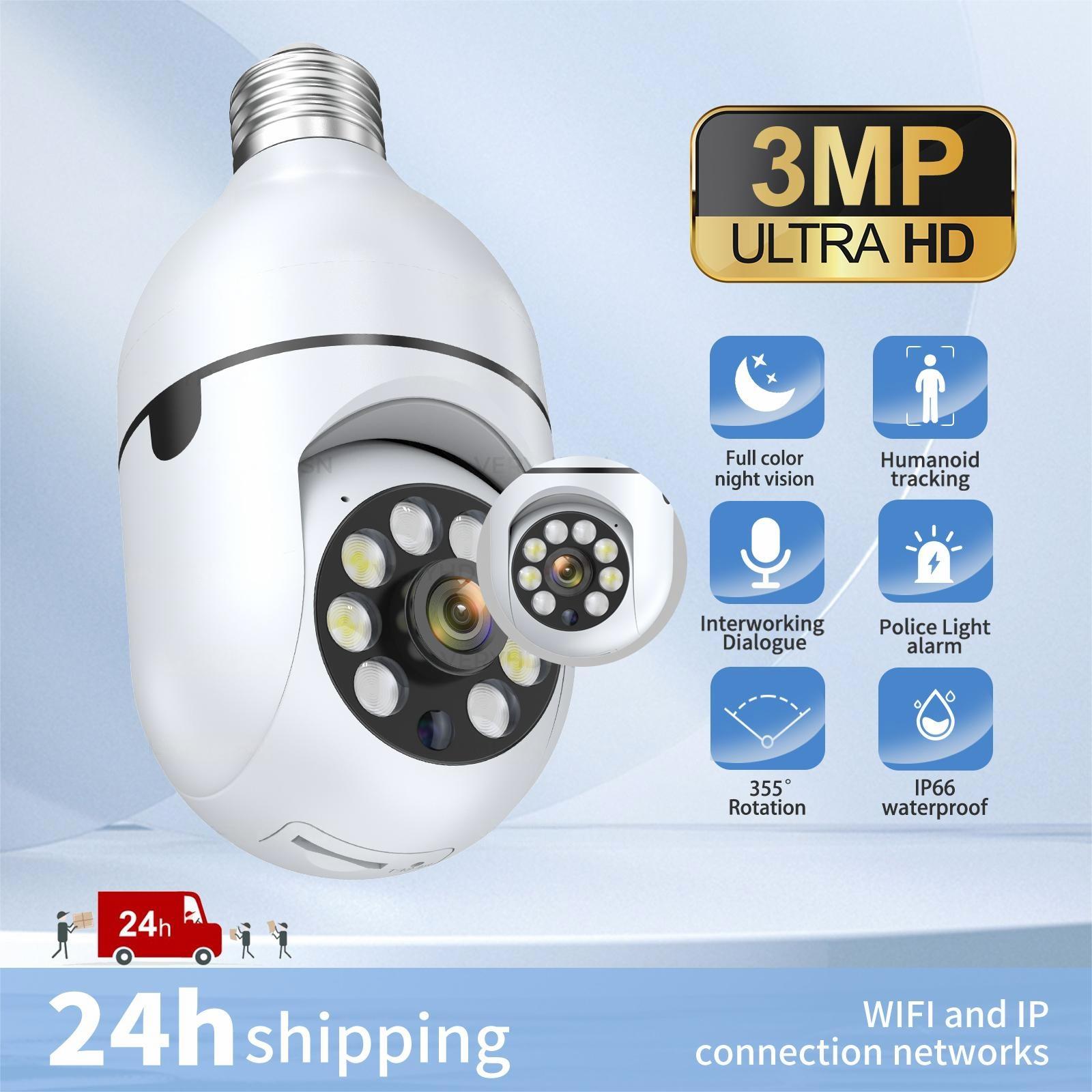 

5G Wifi IP E27 Bulb Surveillance Camera Night Vision Wireless Home Cameras 2MP CCTV Video Security Protection Baby Mini Cam Only Camera