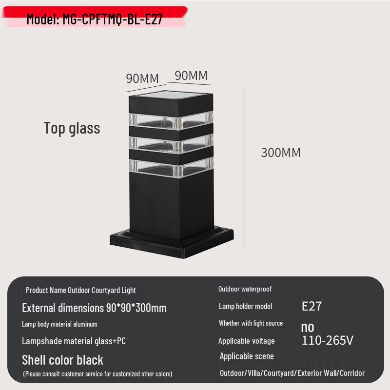 European Standard Waterproof Aluminum Glass Garden Light - Outdoor Minimalist Design