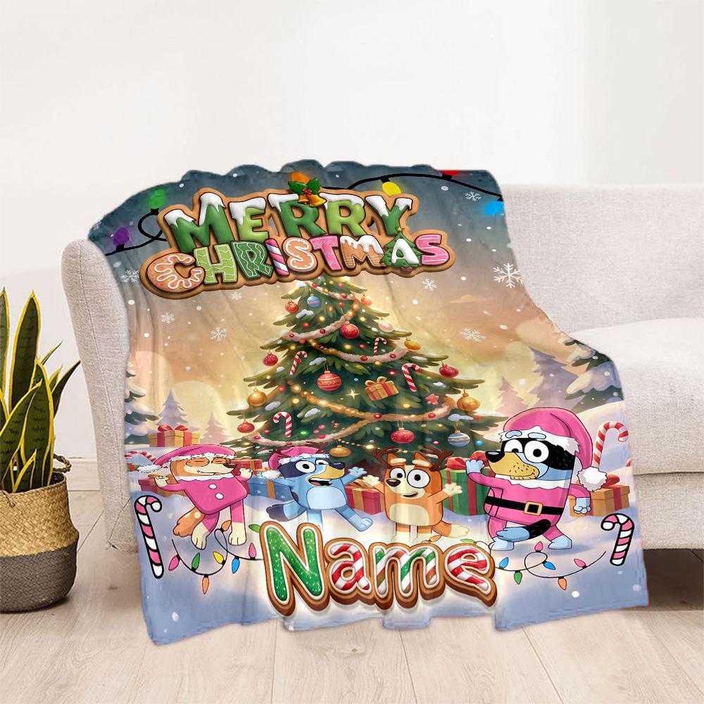 Christmas Friends Celebration Personalized Name Blanket Lightweight Customizable Blanket Comfortable Great for Chair Bed Sofa Living Room