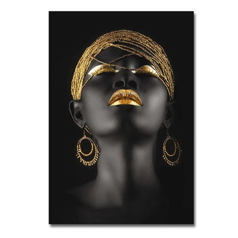 Egzotyczny urok piękna kobieta płótno artystyczne malarstwo moda postać plakaty i druki afrykańska kobieta obrazy na ścianę Home Decor