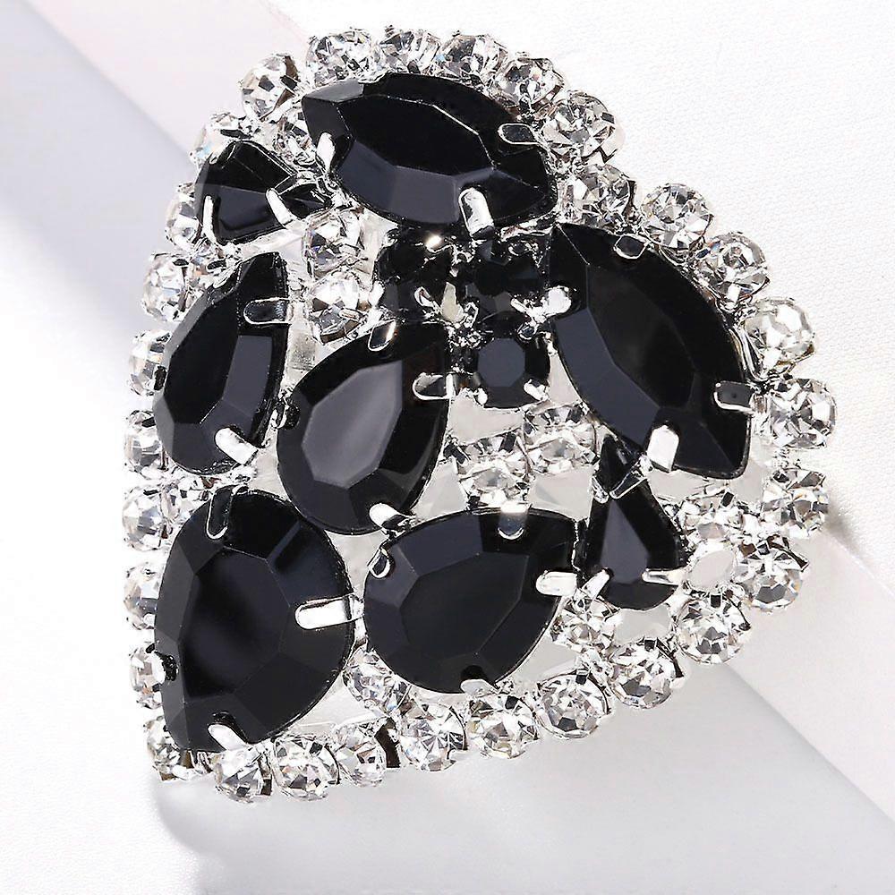 New Love Ear Clip Simple Black Rhinestone Earrings Earrings for Women Cold Style Accessories Black Diamond Silver Plated