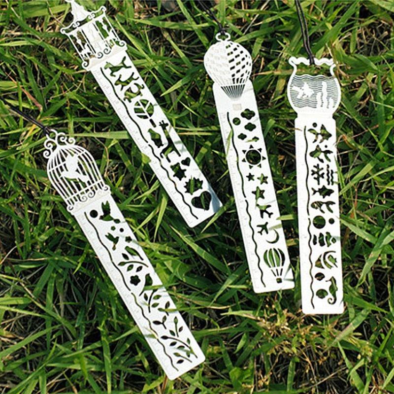 1Pcs Korean Metal Bookmark with Scale Student Multi-function Drawing Creative Mini Painting Ruler Drawing Board School Supplies