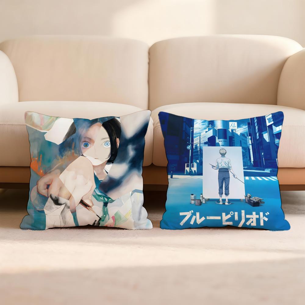 Blue P-Period Cushion Cover Home & Car Multi-Scene Pillow Cover - Reversible, Soft & Durable for Daily Use