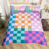 Plaid Grid Duvet Cover Set Queen King Checkerboard Bedding Set For Kids Adults Modern Room Decor 3 Piece Set With 2 Pillowcases
