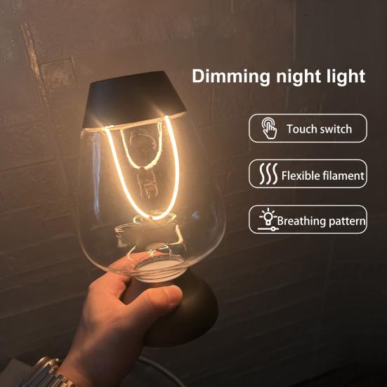 

Ночной светильник с регулировкой яркости, 3 цветовых температуры, мягкое освещение без мерцания, сенсорное управление, современная беспроводная настольная лампа, украшение стола чёрный