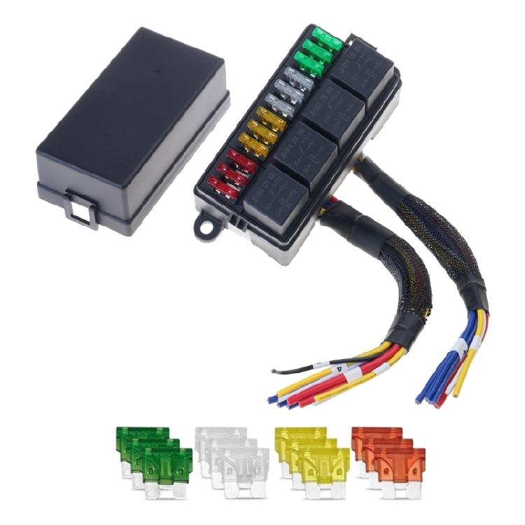 High Load Capacity Weatherproof 12 Way Relays Fuses Box with Pre Installed Wiring for Marine Efficient Power Management