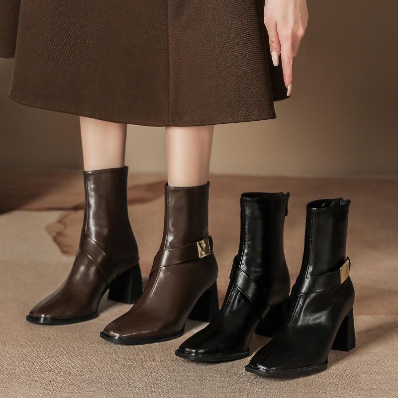 H9537-2 short boots women's new autumn and winter Martin boots thick heel rear zipper thin fashion single boots