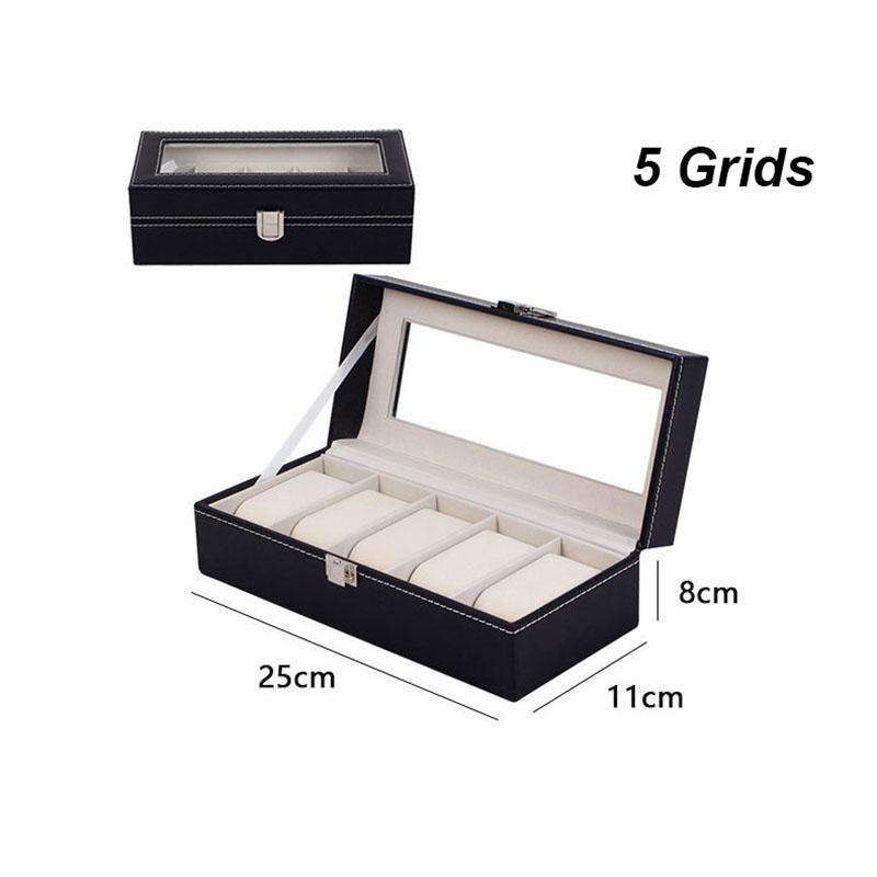 Delesys Classic Style Leather 2/3/4/5/6/8/10/12/20 Slots Watch Display Case Organizer Jewelry Storage Box With Glass Top For Man
