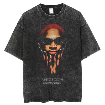 Tideshec Vintage Ritratto di Dennis Rodman T-shirt Estiva a Maniche Corte Girocollo Grafica Moda Hip Hop Streetwear