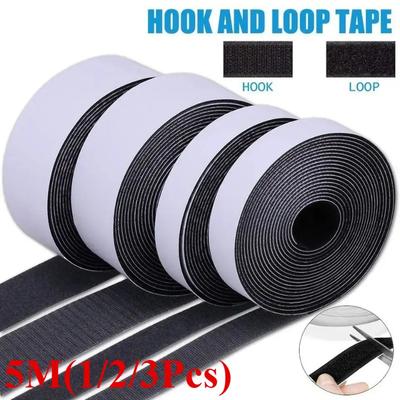 5M Strong Self-adhesive Hook and Loop Fastener Strip Magic Nylon Sticker Scratch Tapes with Glue Strap for DIY Craft 20-50MM
