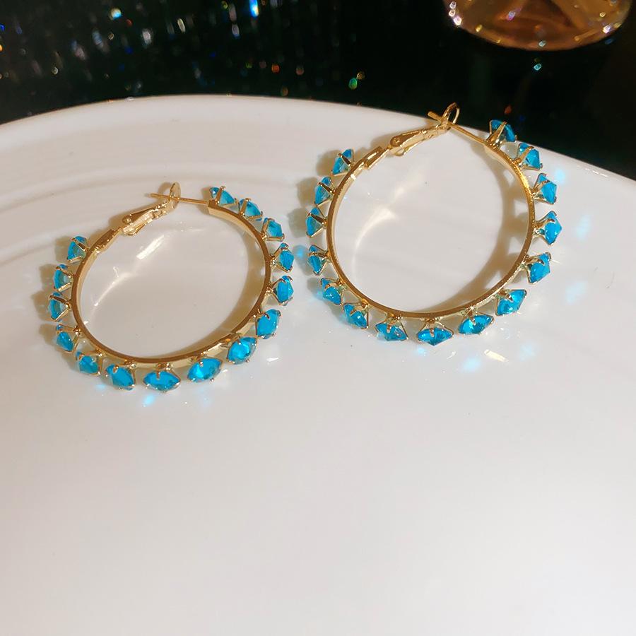 Silver Needle Retro Metal Zircon Circle Geometric Earrings, Ins Light Luxury Niche High Sense Fashion Earrings for Women