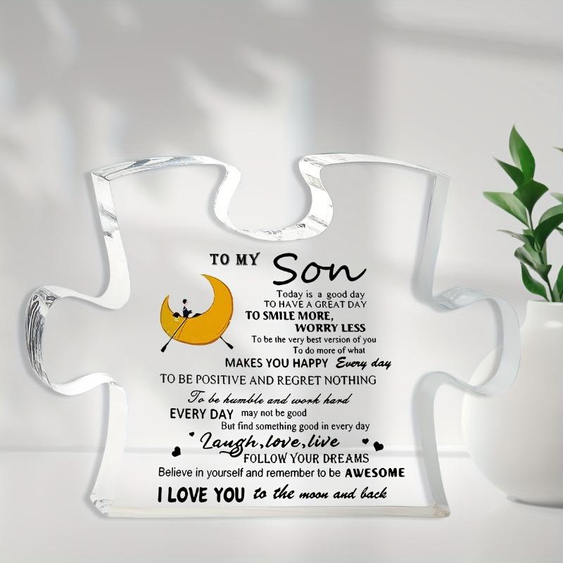 2D Flat, "To My Son" Acrylic Desk Decor Plaque, Floral Design & Butterflies Suitable for Wall Decoration, Porch, Room, Villa, Accents Home, Hallway, o