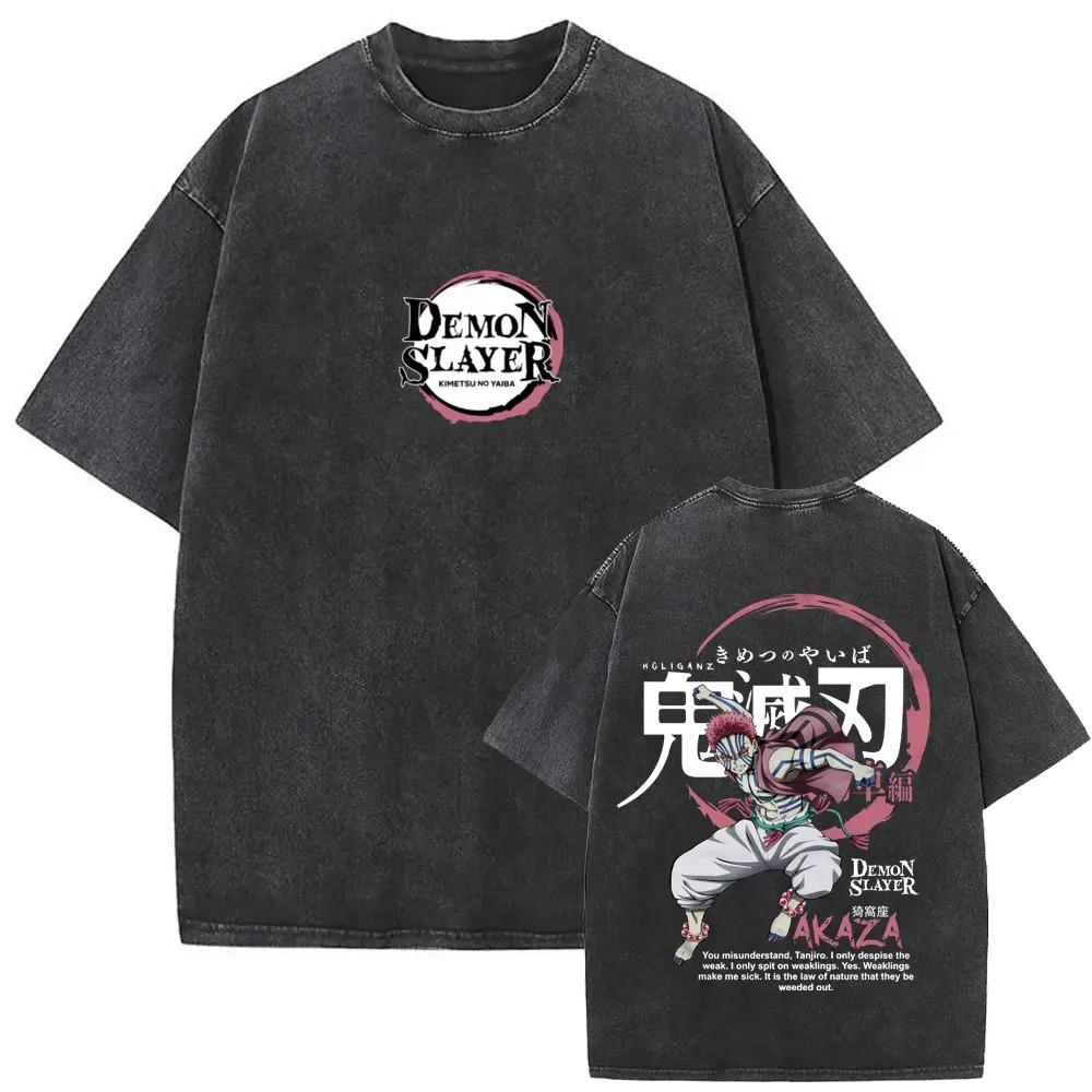 

Футболка манги Demon Slayer Akaza Koyuki Graphic Washed Oversized T Shirt Short Running Bavlna М які Трійники Чоловічий Жіночий Одяг Жіночий Чоловічий Одяг S темно-синього кольору