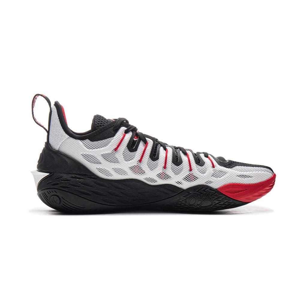 Li Ning Buckets Cushioning Slip Resistant Breathable Low Top Basketball Shoes Men's Black White ABAV051-3