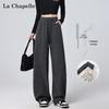 La Chapelle Women's Cashmere Blend Curved Wide-Leg Casual Pants