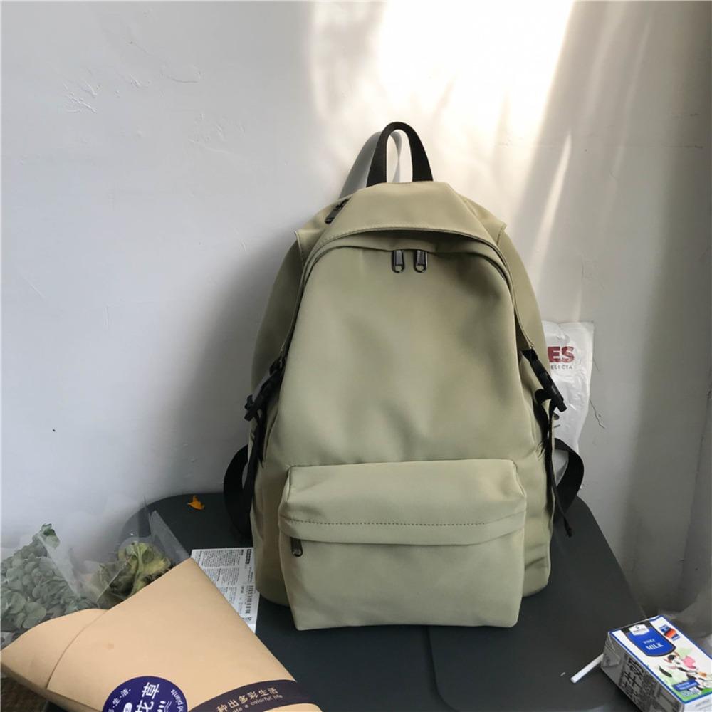 School Bag Backpack High-value Lightweight Girls' Backpack Solid Color Middle and High School Student Schoolbag Large Capacity Casual Backpack