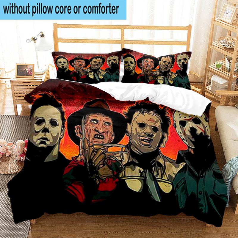 3PCS Halloween Horror Night 3pcs Bedding,Including 3PCS Duvet Cover And 2pcs Pillowcases Perfect for Christmas,Ideal for Bedroom, Dormitory