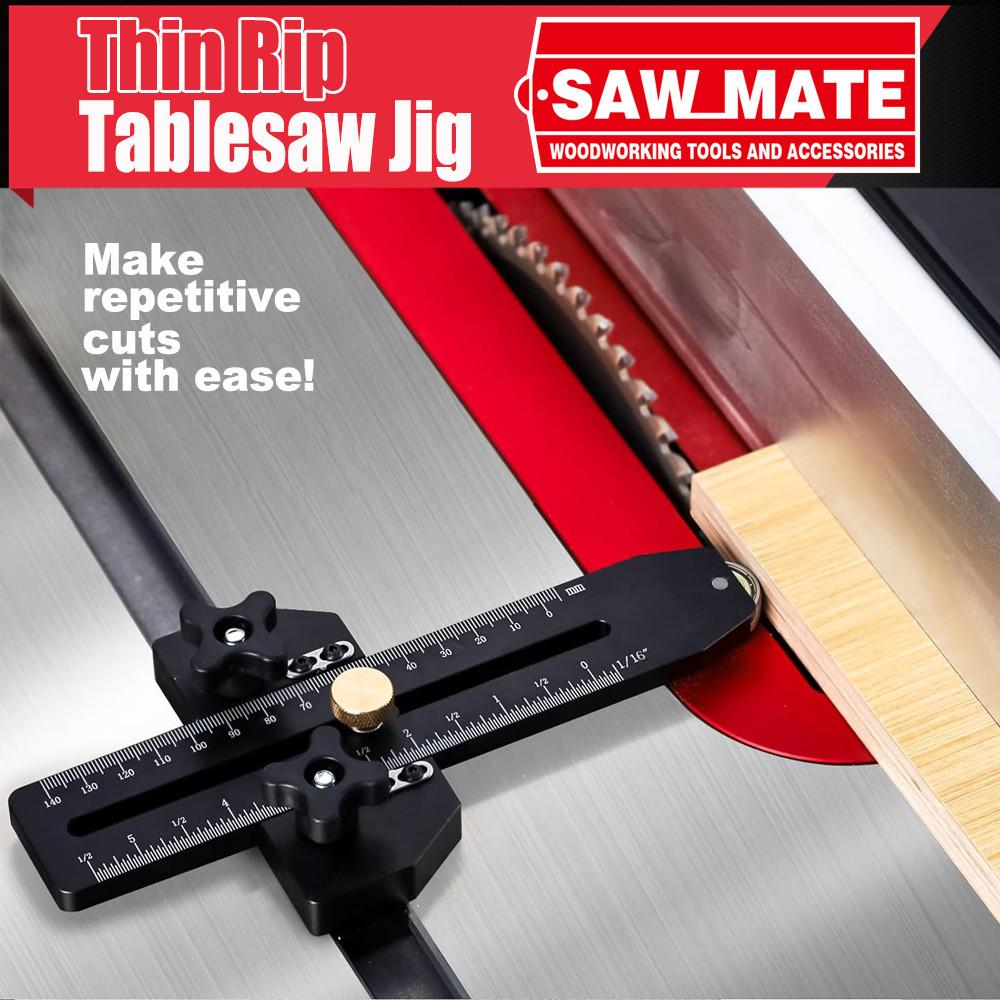 Portable Table Saw Jig 3/8" x 3/4" T Slot Thin Rip Tablesaw Jig Repetitive Narrow Thin Strip Making Woodworking Tools