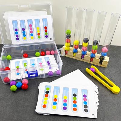 Test Tube Bead Matching Toy Fine Motor Skills Preschool Learning Color Sorting Cup Toddler Boys Girls Educational Colorful Ball Catching Dropping Toy