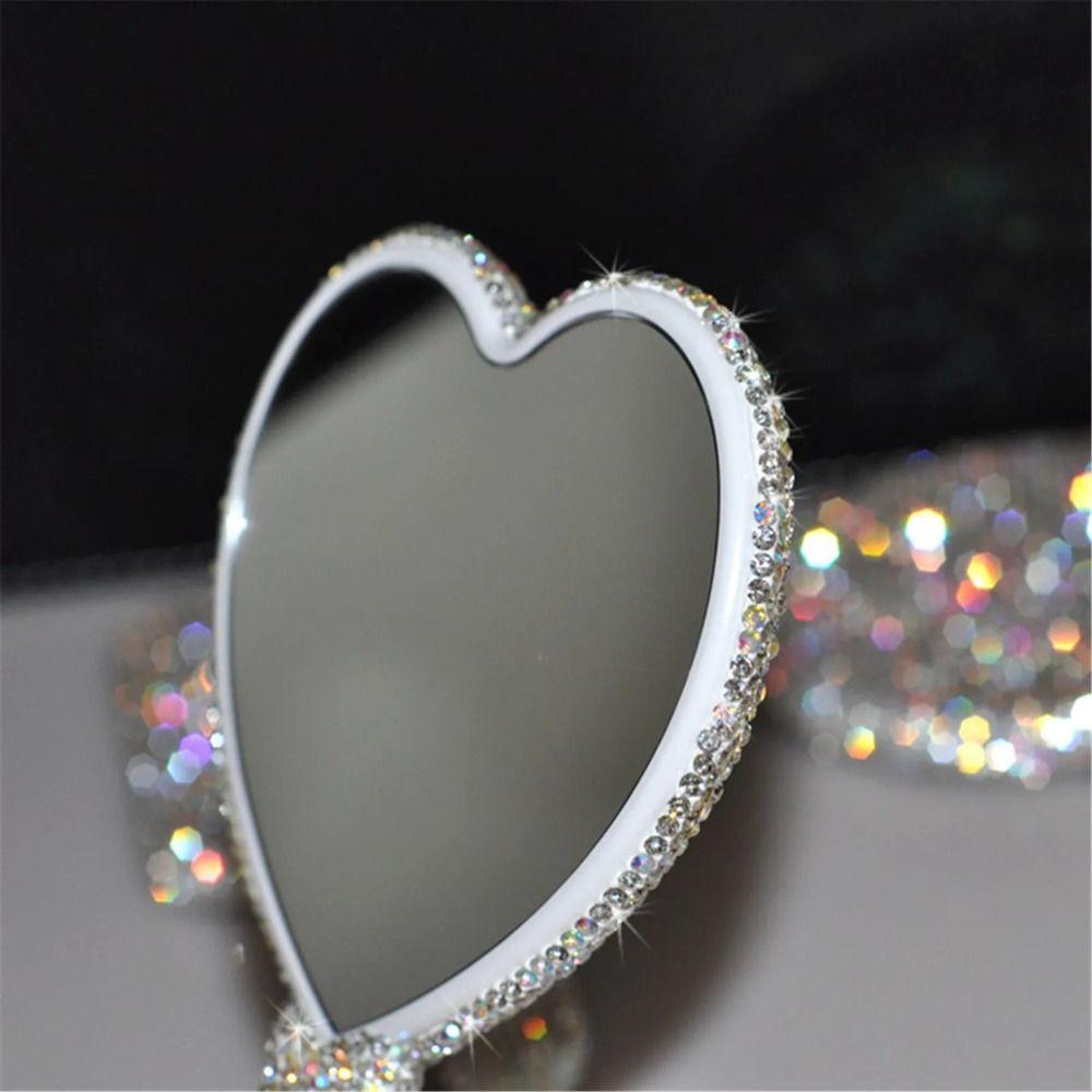 Shiny Love Heart Mirror Square/Round Hand Cosmetic Mirror Sweet Handheld Makeup Mirror Female