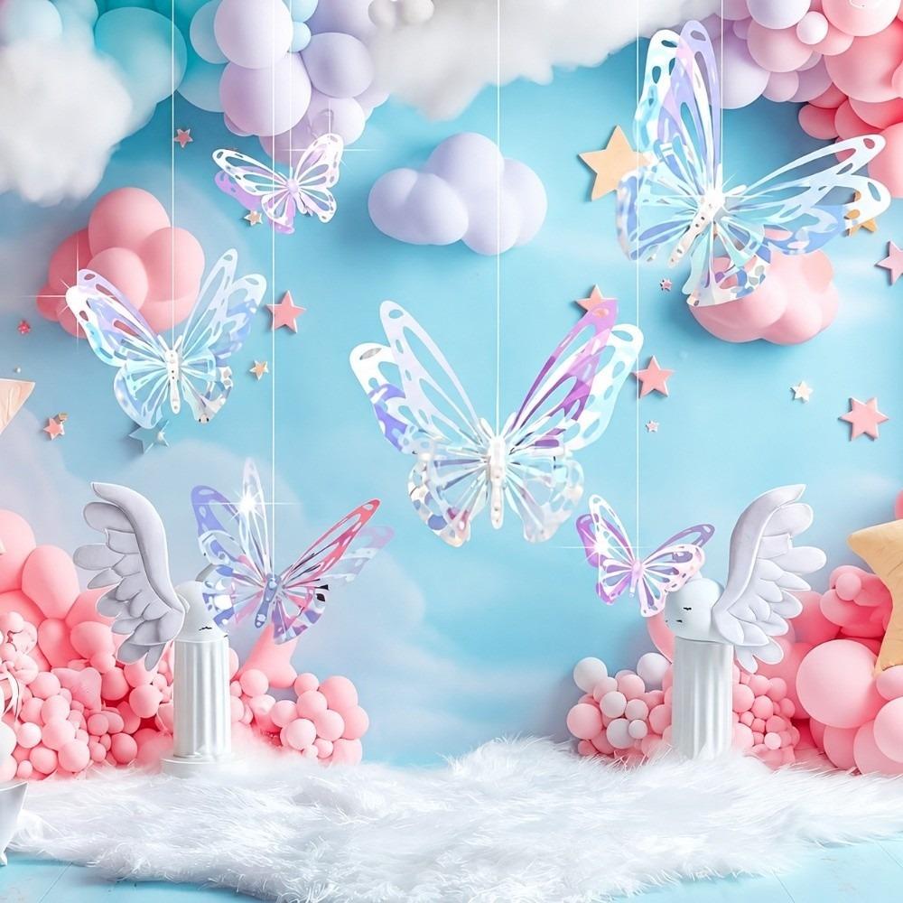 6PCS Double Layers Butterfly Ornament Paper Decorative Butterfly  Home Decoration