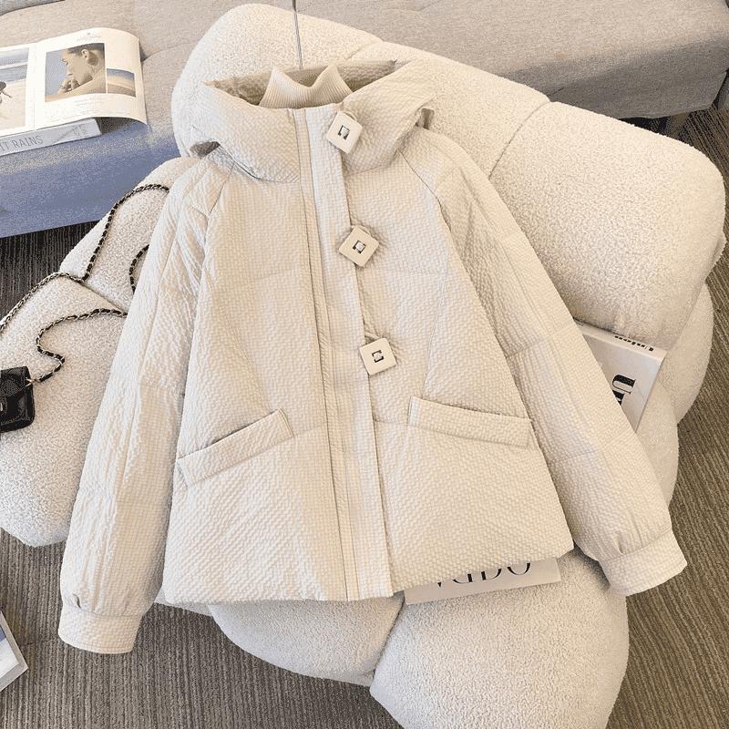 New Plaid Hooded Padded Jacket Women's Short Fashion Versatile Padded Jacket Winter Women's Casual Jacket