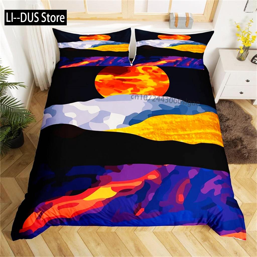 Bettbezug Farbabstimmung Abstrakte Landschaft Einzel King Queen Bauernhausstil Bettwäscheset Mikrofaser Mann Frau Schlafzimmer Dekor