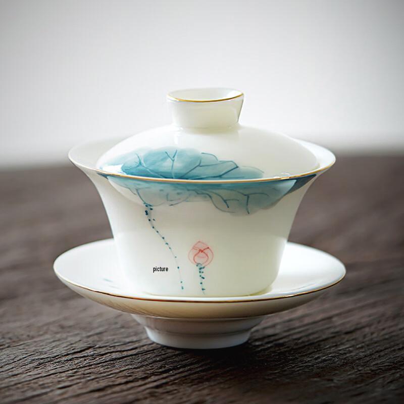 Shangqi Hand-painted Lotus Gaiwan Teacup