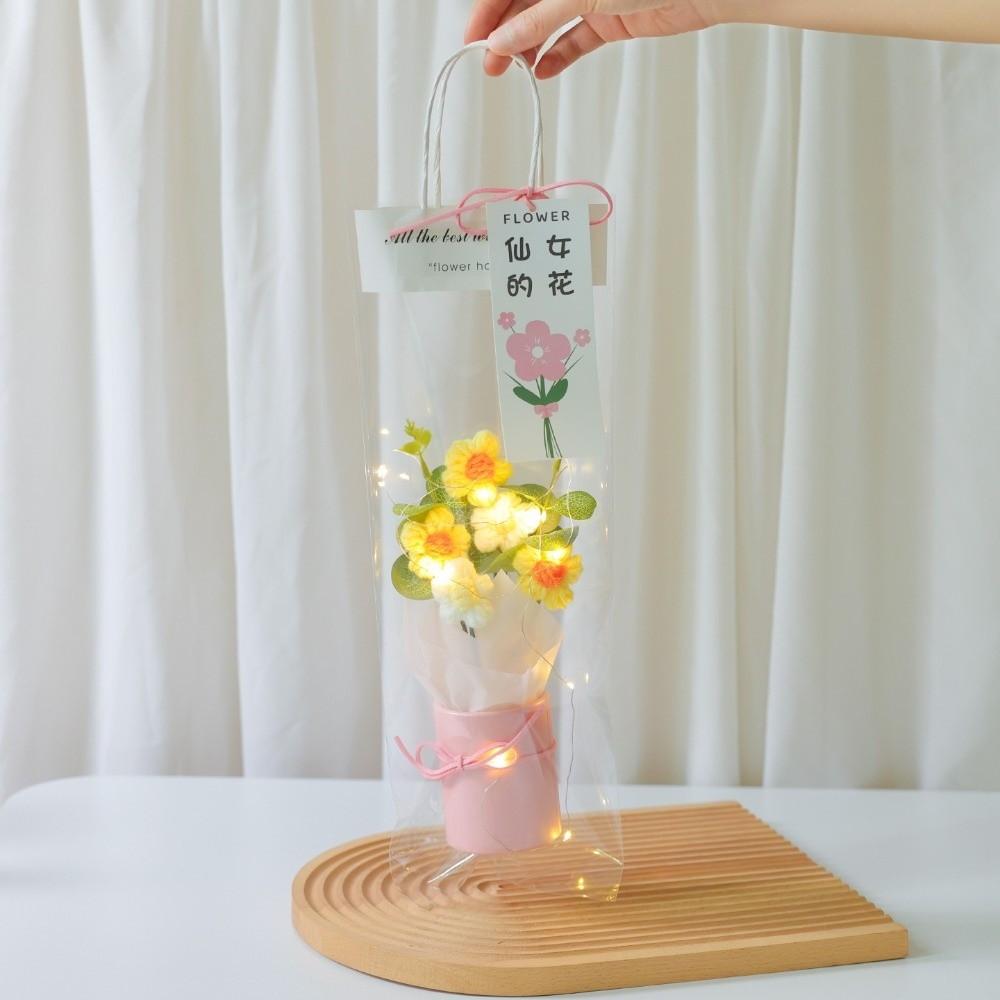 With Light String Crochet Flower Bouquet Artificial Flowers Decor  Teacher's Day Gifts