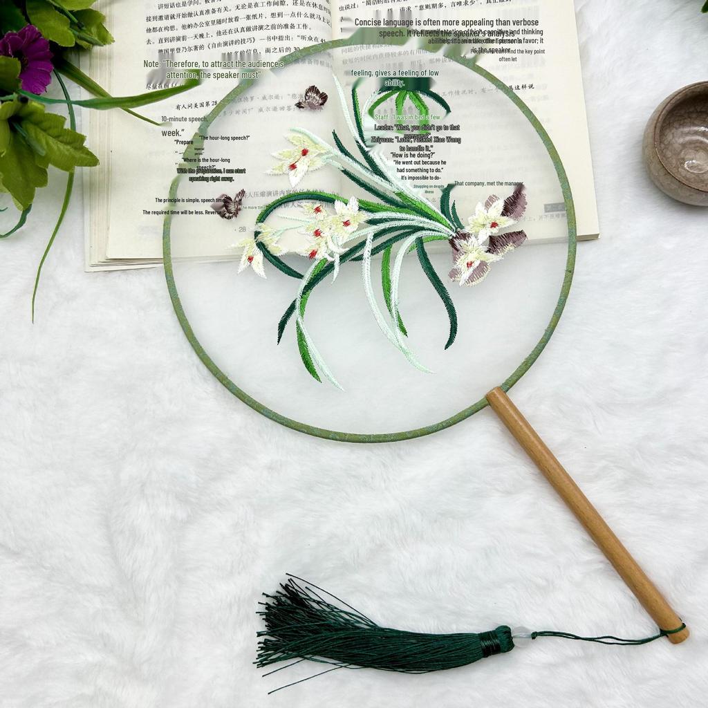 Ancient Style Single-Sided Suzhou Embroidery Dance Fan
