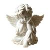Holding Chin Angel Statue 3D Printed Retro Figurine, Guardian Statue, Winged Figurine Matte White Sculpture for Home Office Desk Decor