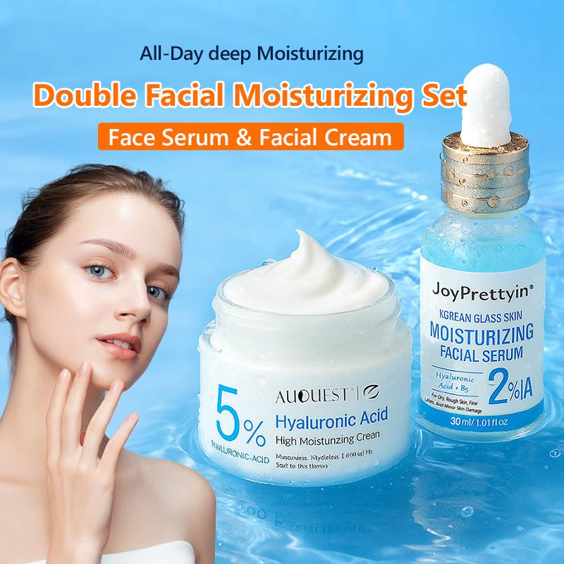 Set de îngrijire a pielii cu ser și cremă cu acid hialuronic, hrănire profundă, hidratare de lungă durată, anti-uscare, kit cosmetic pentru îngrijirea pielii faciale