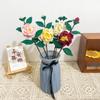 Camellia Hand-Woven Finished Eternal Flower Crochet Yarn Fake Flower Simulation Flower Knitted Ornaments Decorative